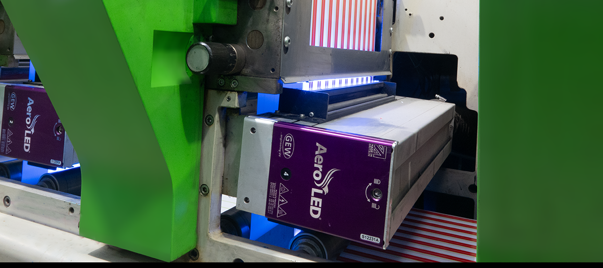 Adhetix's retrofit included installing 4 new AeroLEDs on their Bobst, Nuova Gidue - M1/MX370 press.