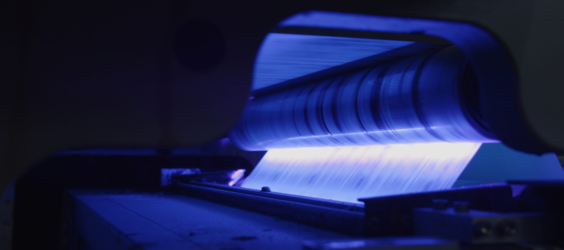 GEW UV LED curing on a narrow web press