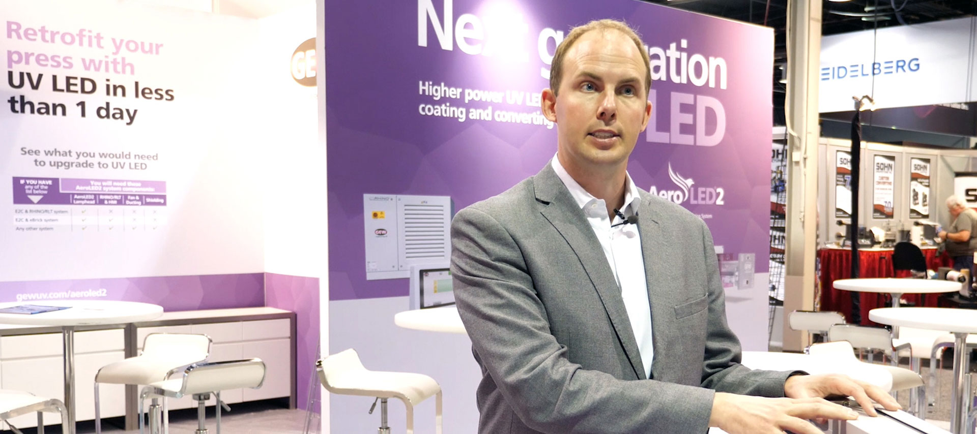 Robert Rae explains the benefits of GEW's next generation, higher power air-cooled UV LED curing system, AeroLED2, which is for applications up to 70cm.